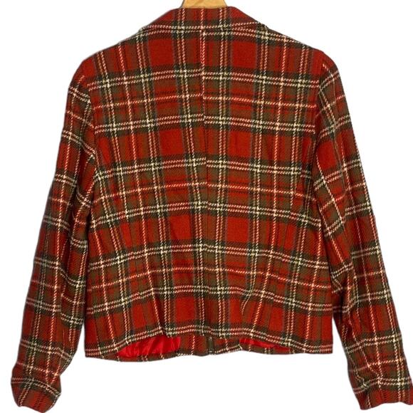 Vintage Royal Stewart‎ Plaid Wool Blazer Womens M Zip Up Classic Preppy Academia - Picture 2 of 13